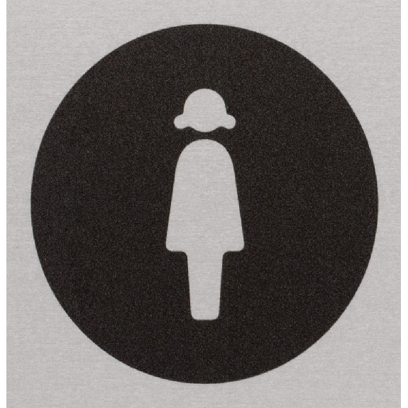 Türschild Piktogramm Damen-Toilette, Aluminium, selbstklebend, 80x80mm-Beschreibung lesen