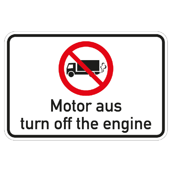 Hinweisschild Motor aus, deutsch/englisch, Aluminium, 600x400mm-Beschreibung lesen
