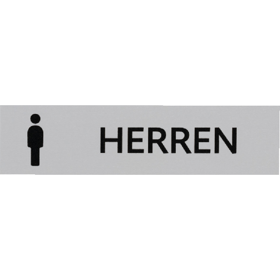 Kombi-Türschild Herren Toiletten, Pikto/Text, Aluminium, selbstklebend, 160x40mm-Beschreibung lesen