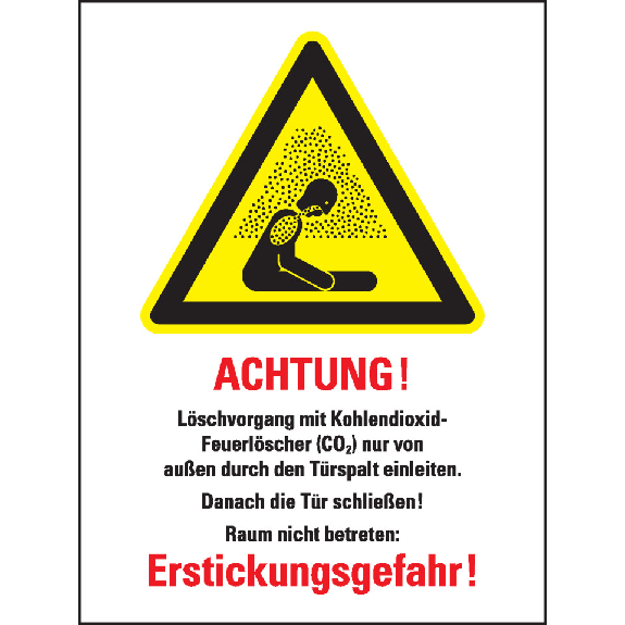 Warn-Kombischild CO²-Feuerlöscher - Löschen im Raum, ISO, Kunststoff, 200x300mm-Beschreibung lesen