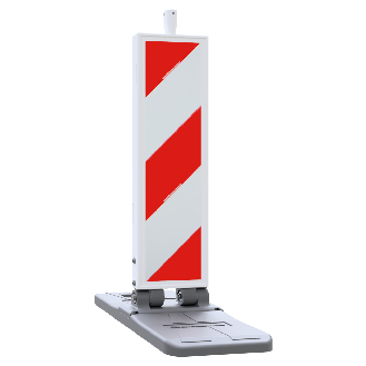 Klappbake, doppelseitig rechts/-linksw., rot/weiß schraffiert, H 1000mm-Beschreibung lesen