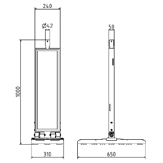 Klappbake, doppelseitig rechts/-linksw., rot/weiß schraffiert, H 1000mm-Beschreibung lesen