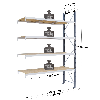 Rayonnage - kit suivant 2500x1500x600 mm 4 niv. - 792 kg/niveau