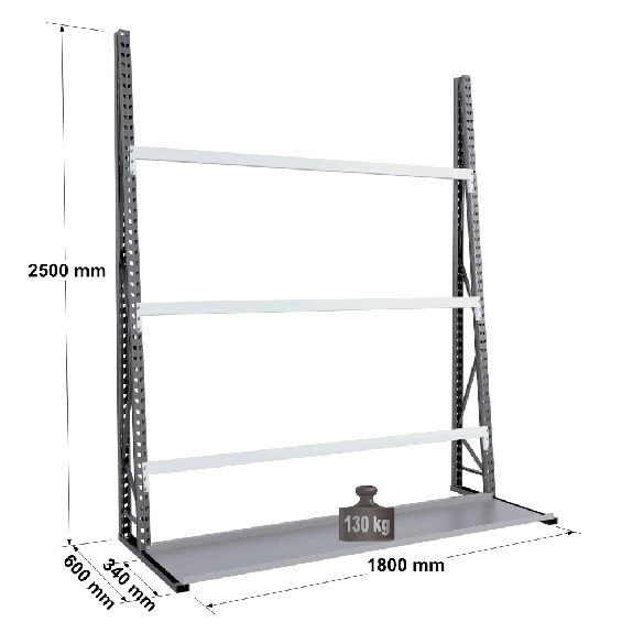 Rayonnage Epsivol vertical - Kit départ simple face peint 2500x1800x600 mm Rayonnage Epsivol vertical - Kit départ simple face peint 2500x1800x600 mm-Lire la description