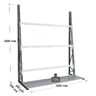 Rayonnage Epsivol vertical - Kit départ simple face peint 2500x1800x600 mm-Lire la description
