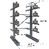 Cantilever lourd double face - Kit départ H. 2500 x L. 1000 x P. 1000 mm 4 niv.