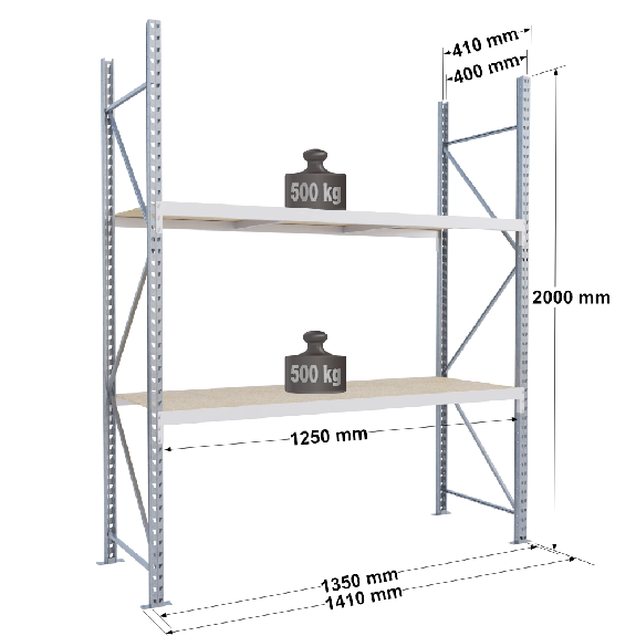 Rayonnage Epsivol One - kit départ 2000x1250x400 mm 2 niv - 500 kg/niveau Rayonnage Epsivol One - kit départ 2000x1250x400 mm 2 niv - 500 kg/niveau-Lire la description