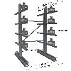 Cantilever lourd double face - Kit départ H. 2500 x L. 1000 x P. 800 mm 4 niv.