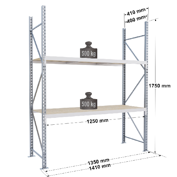 Rayonnage Epsivol One - kit départ 1750x1250x400 mm 2 niv - 500 kg/niveau Rayonnage Epsivol One - kit départ 1750x1250x400 mm 2 niv - 500 kg/niveau-Lire la description