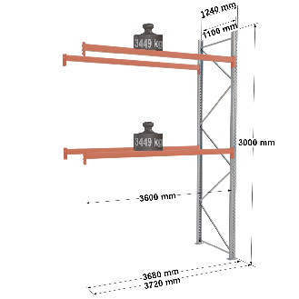 Rack - Kit suivant 3000x3600x1100 mm 2 niveaux de stockage palette-Lire la description