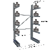 Cantilever lourd simple face - Kit départ H. 2500 x L. 1500 x P. 800 mm 4 niv.