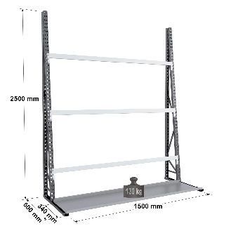 Rayonnage Epsivol vertical - Kit départ simple face peint 2500x1500x600 mm-Lire la description