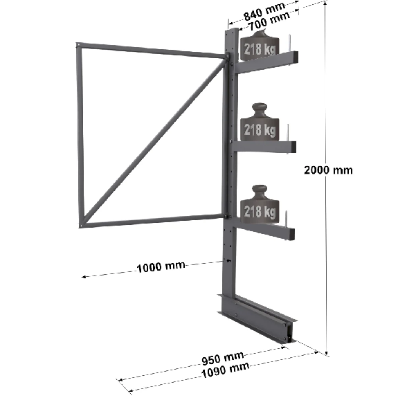 Cantilever léger simple face - Kit suivant H. 2000 x L. 1000 x P. 700 mm 3 niv. Cantilever léger simple face - Kit suivant H. 2000 x L. 1000 x P. 700 mm 3 niv.-Lire la description