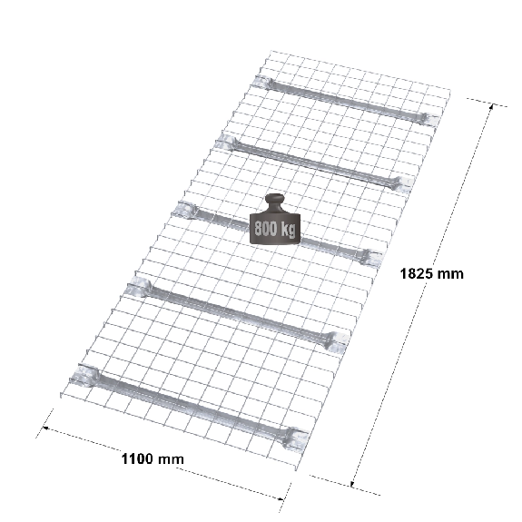 Rack - Platelage fil électrozingué maille 50x100 mm, 1825x1100 mm Rack - Platelage fil électrozingué maille 50x100 mm, 1825x1100 mm-Lire la description
