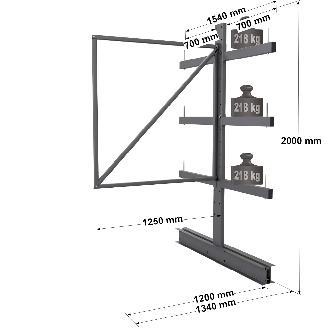 Cantilever léger double face - Kit suivant H. 2000 x L. 1250 x P. 700 mm 3 niv.-Lire la description