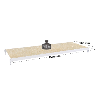 Rayonnage - niveau sup. peint 1500x600 mm, capacité charge 465 kg-Lire la description