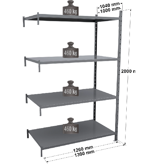 Rayonnage Kit suivant tôlé peint 2000x1260x1000mm 4 niveaux Rayonnage Kit suivant tôlé peint 2000x1260x1000mm 4 niveaux-Lire la description