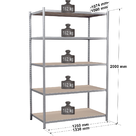 Rayonnage Epsiline - Kit départ galvanisé 2000x1250x1000 mm 5 niv. Rayonnage Epsiline - Kit départ galvanisé 2000x1250x1000 mm 5 niv.-Lire la description