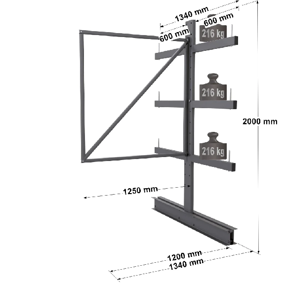 Cantilever léger double face - Kit suivant H. 2000 x L. 1250 x P. 600 mm 3 niv.-Lire la description