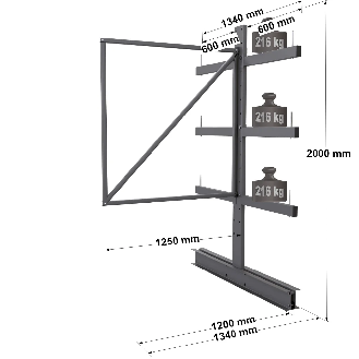 Cantilever léger double face - Kit suivant H. 2000 x L. 1250 x P. 600 mm 3 niv.-Lire la description
