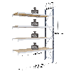 Rayonnage - kit suivant 3000x2000x600 mm 4 niv. - 633 kg/niveau