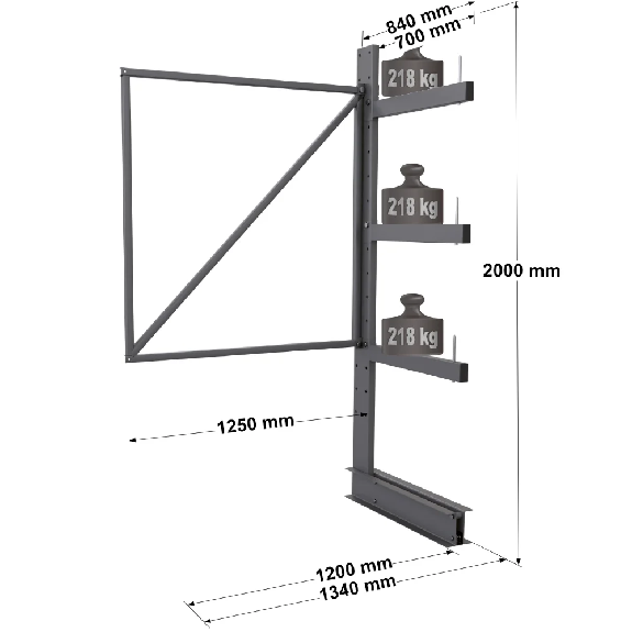 Cantilever léger simple face - Kit suivant H. 2000 x L. 1250 x P. 700 mm 3 niv.-Lire la description