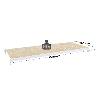 Rayonnage - niveau sup. peint 2500x600 mm, capacité charge 948 kg-Lire la description