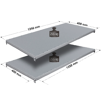 Rayonnage Adaptiv XL - Lot de 2 tablettes perforées galva L. 1250 x P. 400 mm-Lire la description