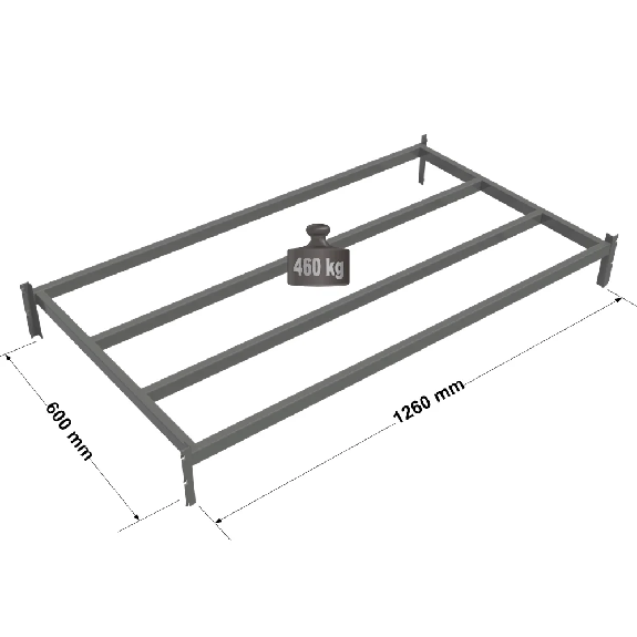 Rayonnage - Tablette tubulaire peinte RAL7024 L. 1260 x P. 600 mm-Lire la description