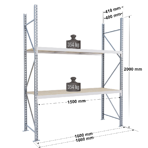 Rayonnage Epsivol One - kit départ 2000x1500x400 mm 2 niv - 354 kg/niveau Rayonnage Epsivol One - kit départ 2000x1500x400 mm 2 niv - 354 kg/niveau-Lire la description
