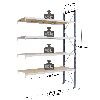 Rayonnage - kit suivant 2500x2000x600 mm 4 niv. - 633 kg/niveau