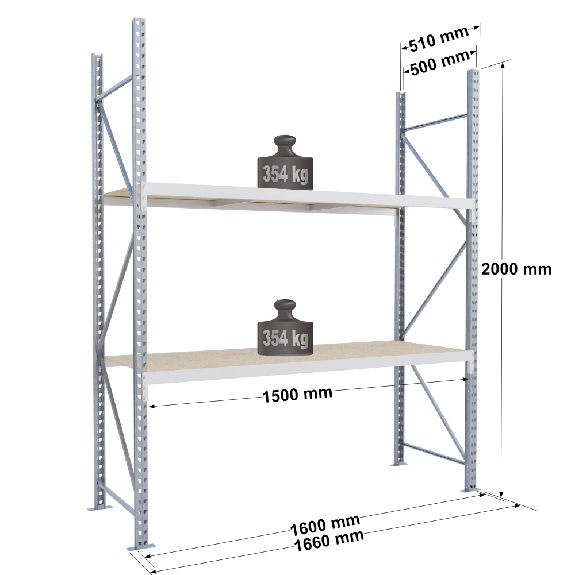Rayonnage Epsivol One - kit départ 2000x1500x500 mm 2 niv - 354 kg/niveau Rayonnage Epsivol One - kit départ 2000x1500x500 mm 2 niv - 354 kg/niveau-Lire la description