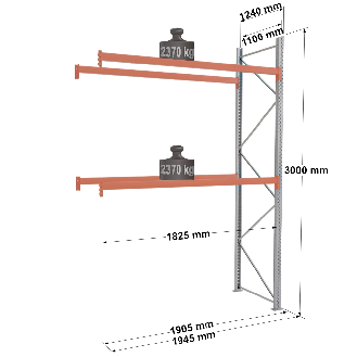 Rack - Kit suivant 3000x1825x1100 mm 2 niveaux de stockage palette-Lire la description