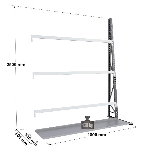 Rayonnage Epsivol vertical - Kit suivant simple face peint 2500x1800x600 mm Rayonnage Epsivol vertical - Kit suivant simple face peint 2500x1800x600 mm-Lire la description