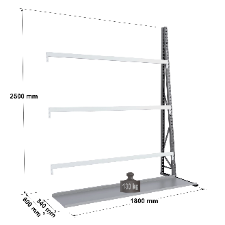 Rayonnage Epsivol vertical - Kit suivant simple face peint 2500x1800x600 mm-Lire la description