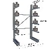 Cantilever lourd simple face - Kit départ H. 2500 x L. 1000 x P. 800 mm 4 niv.