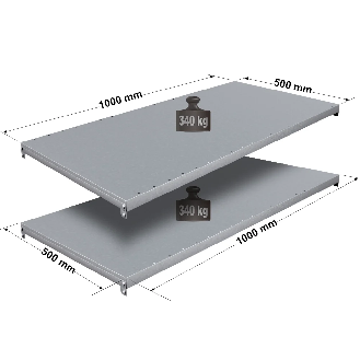 Rayonnage Adaptiv XL - Lot de 2 tablettes perforées galva L. 1000 x P. 500 mm-Lire la description