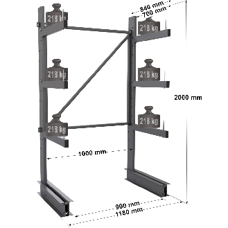 Cantilever léger simple face - Kit départ H. 2000 x L. 1000 x P. 700 mm 3 niv.-Lire la description