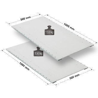 Rayonnage - Lot de 2 tablettes perforées galvanisées L. 1000 x P. 500 mm-Lire la description