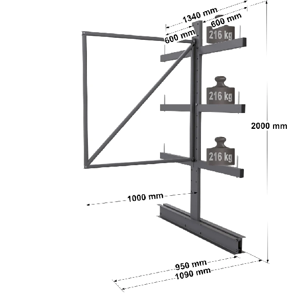 Cantilever léger double face - Kit suivant H. 2000 x L. 1000 x P. 600 mm 3 niv. Cantilever léger double face - Kit suivant H. 2000 x L. 1000 x P. 600 mm 3 niv.-Lire la description
