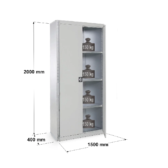 Rayonnage armoire - Kit départ H. 2000 mm L. 1000 mm P. 400 mm 5 niv. Rayonnage armoire - Kit départ H. 2000 mm L. 1000 mm P. 400 mm 5 niv.-Lire la description
