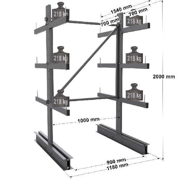 Rayonnage Cantilever léger double face 3 niveaux-Lire la description