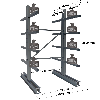 Cantilever lourd double face - Kit départ H. 2500 x L. 1250 x P. 1000 mm 4 niv.