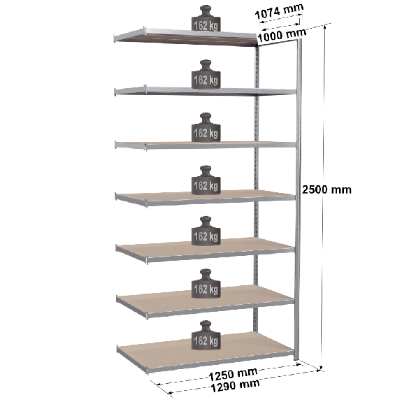 Rayonnage Epsiline - Kit suivant galvanisé 2500x1250x1000 mm 7 niv. Rayonnage Epsiline - Kit suivant galvanisé 2500x1250x1000 mm 7 niv.-Lire la description