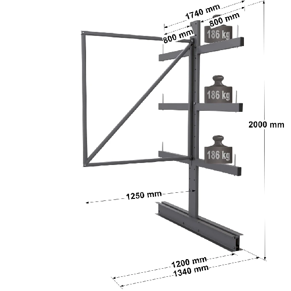 Rayonnage Cantilever léger double face 3 niveaux-Lire la description