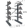Cantilever lourd double face - Kit départ H. 2500 x L. 1500 x P. 1000 mm 4 niv.