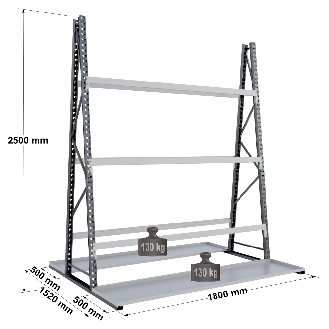Rayonnage Epsivol vertical - Kit départ double face peint 2500x1800x1520 mm-Lire la description