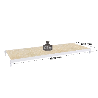 Rayonnage Epsivol - niveau sup. peint 3000x600 mm, capacité charge 934 kg-Lire la description