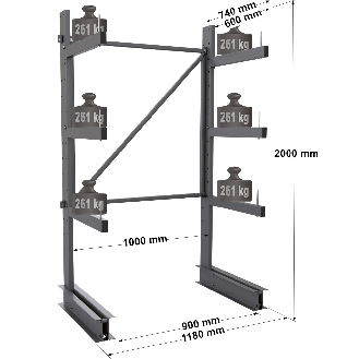 Cantilever léger simple face - Kit départ H. 2000 x L. 1000 x P. 600 mm 3 niv.-Lire la description
