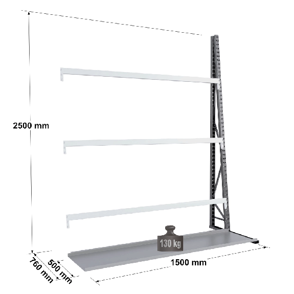 Rayonnage Epsivol vertical - Kit suivant simple face peint 2500x1500x760 mm Rayonnage Epsivol vertical - Kit suivant simple face peint 2500x1500x760 mm-Lire la description